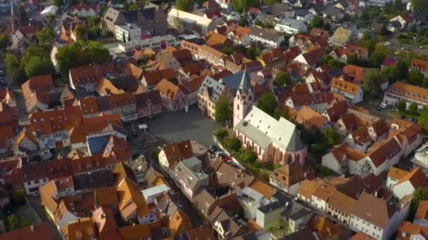 Aerial View City Gross Umstadt Odenwald Germany Cloudy Day Autumn — Stock Video