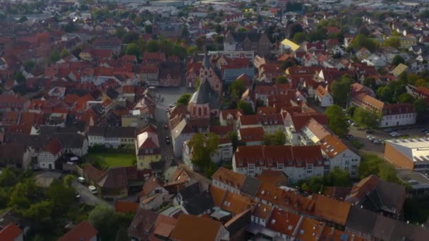 Vista Aérea Cidade Gross Umstadt Odenwald Alemanha Dia Nublado Outono — Vídeo de Stock