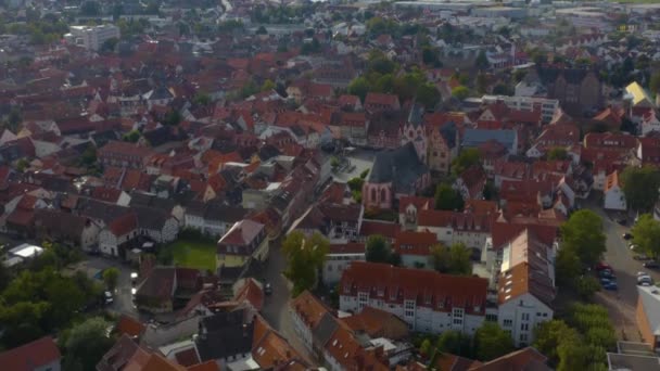 Flygfoto Över Staden Gross Umstadt Odenwald Tyskland Molnig Dag Hösten — Stockvideo