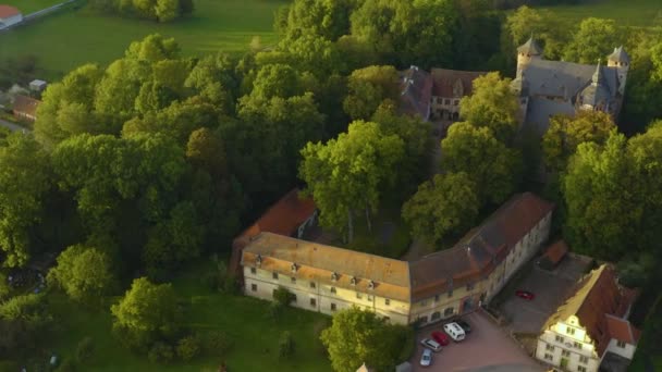Widok Lotu Ptaka Pałacu Schloss Fuerstenau Michelstadt Niemczech Późnym Popołudniem — Wideo stockowe