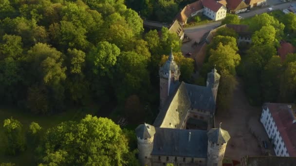 Aerial View Palace Schloss Fuerstenau Michelstadt Germany Late Afternoon Sunny — Stock Video