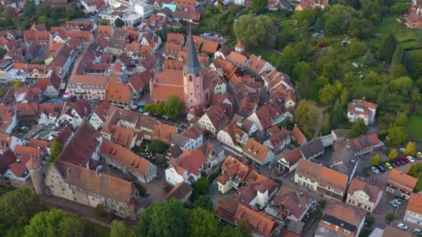 Veduta Aerea Della Città Michelstadt Germania Tardo Pomeriggio Autunno — Video Stock