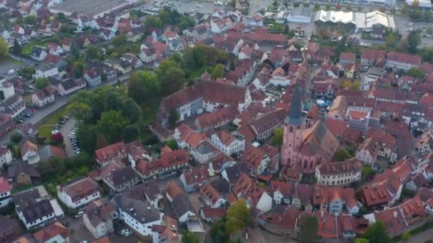 Vista Aérea Cidade Michelstadt Alemanha Uma Tarde Atrasada Outono — Vídeo de Stock