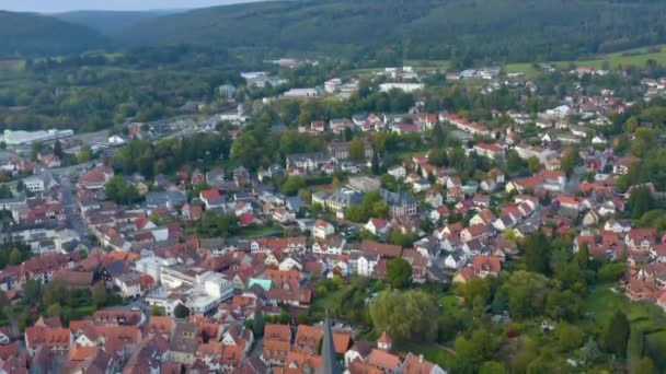 Widok Powietrza Miasto Michelstadt Niemczech Późnym Popołudniem Jesienią — Wideo stockowe