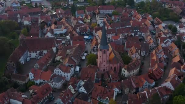 Vista Aérea Ciudad Michelstadt Alemania Una Tarde Otoño — Vídeo de stock