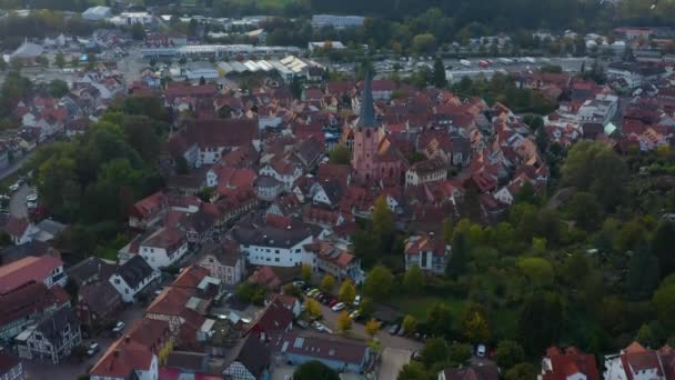 Veduta Aerea Della Città Michelstadt Germania Tardo Pomeriggio Autunno — Video Stock