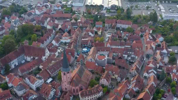 Veduta Aerea Della Città Michelstadt Germania Tardo Pomeriggio Autunno — Video Stock