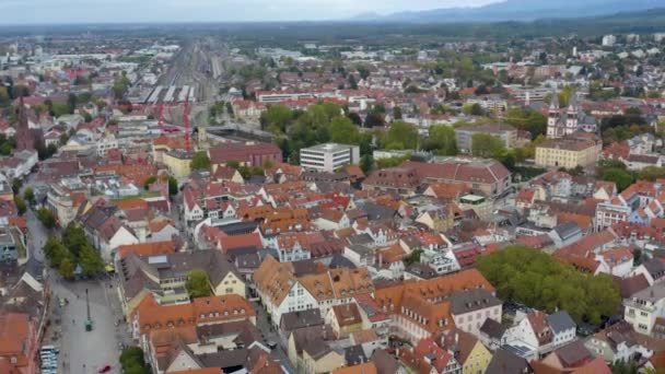 Вид Воздуха Город Оффенбург Германии Облачный День Осенью — стоковое видео