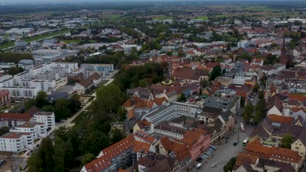 Vista Aerea Della Città Offenburg Germania Una Giornata Nuvolosa Autunno — Video Stock