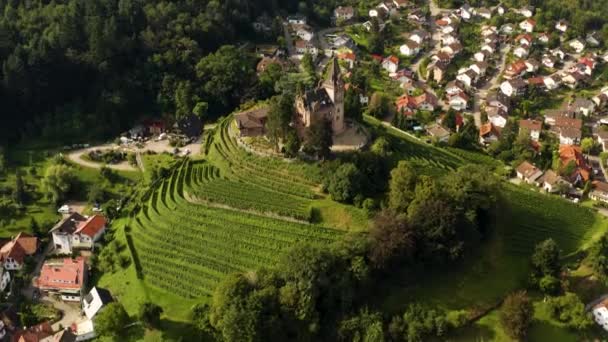 Flygfoto Över Staden Kappelrodeck Tyskland Den Svarta Skogen Solig Dag — Stockvideo