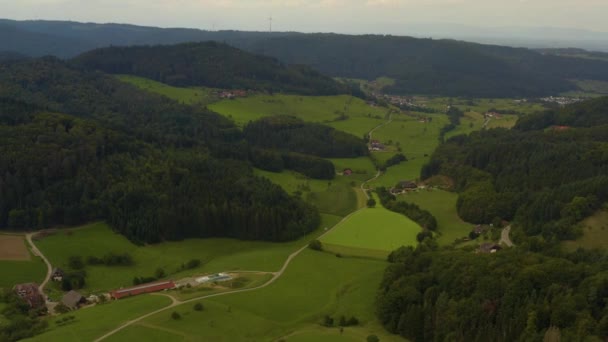 Luchtfoto Rond Het Kasteel Hohengeroldseck Duitsland Een Zonnige Dag Zomer — Stockvideo