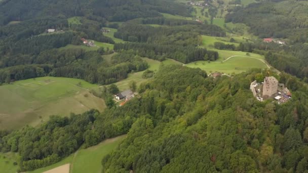 夏の晴れた日にドイツのHohengeroldseck城の周りの空中ビュー — ストック動画
