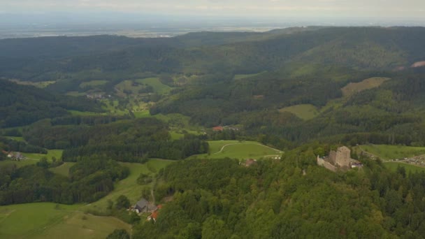 Luftaufnahme Rund Die Burg Hohengeroldseck Deutschland Einem Sonnigen Sommertag — Stockvideo