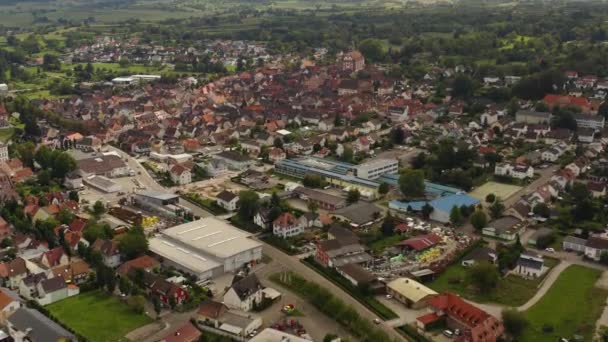 Veduta Aerea Del Centro Storico Ettenheim Germania Una Giornata Sole — Video Stock