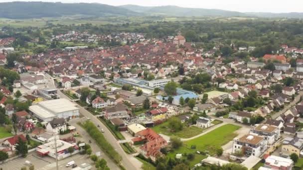 Flygfoto Över Den Gamla Staden Ettenheim Tyskland Solig Dag Sommaren — Stockvideo