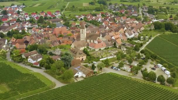 Luftaufnahme Des Dorfes Burkheim Kaiserstuhl Einem Sonnigen Sommertag — Stockvideo