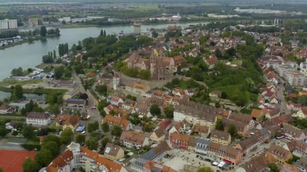 Aerial View City Braisach Kaiserstuhl Germany Late Sunny Day Summer — Stock Video