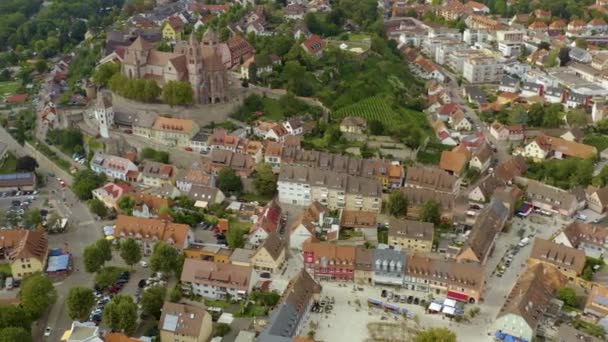 Widok Lotu Ptaka Miasto Braisach Kaiserstuhl Niemczech Późny Słoneczny Dzień — Wideo stockowe