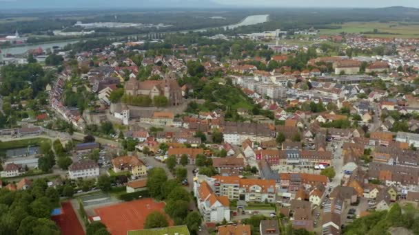 Vue Aérienne Ville Braisach Kaiserstuhl Allemagne Par Une Journée Ensoleillée — Video