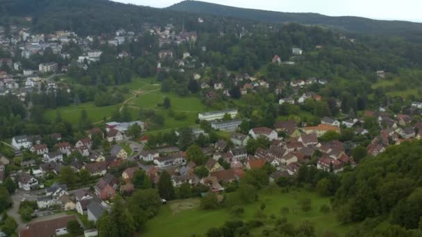 Letecký Pohled Město Badenweiler Německu Pozdní Oblačný Den Létě — Stock video