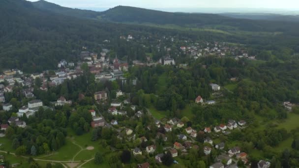 Luchtfoto Van Stad Badenweiler Duitsland Een Late Bewolkte Dag Zomer — Stockvideo