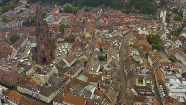 Veduta Aerea Della Città Vecchia Friburgo Germania Una Giornata Nuvolosa — Video Stock