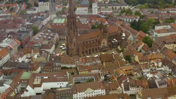 Veduta Aerea Della Città Vecchia Friburgo Germania Una Giornata Nuvolosa — Video Stock