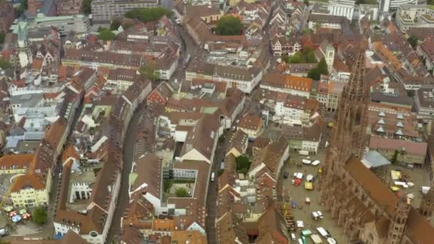 Veduta Aerea Della Città Vecchia Friburgo Germania Una Giornata Nuvolosa — Video Stock