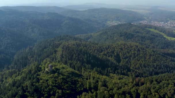 Flygfoto Över Slottet Schloss Buergeln Tyskland Den Svarta Skogen Solig — Stockvideo