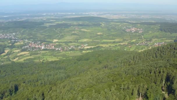 Luftaufnahme Des Schlosses Schloss Bürgeln Schwarzwald Einem Sonnigen Morgen Sommer — Stockvideo