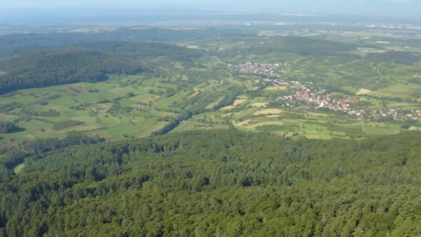 Flygfoto Över Fälten Runt Byarna Obereggenen Och Niedereggenen Tyskland Solig — Stockvideo