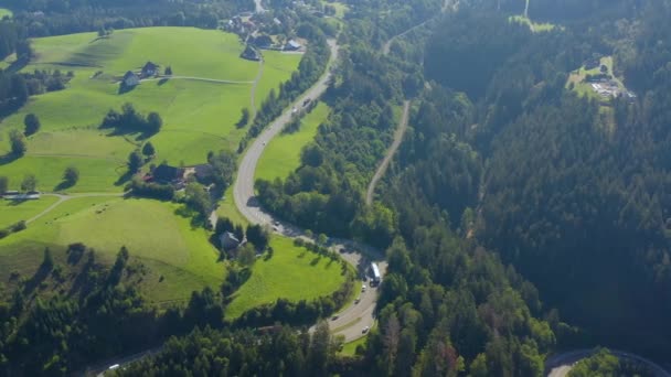 Widok Powietrza Wokół Hoellental Niemczech Czarny Las Słoneczny Dzień Lecie — Wideo stockowe