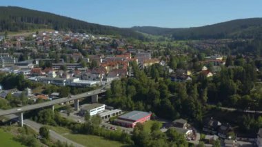 Yazın güneşli bir günde Almanya 'nın Neustadt kentinin kara ormandaki hava manzarası. 