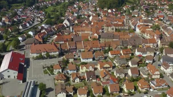 Vista Aérea Del Pueblo Braeunlingen Alemania Bosque Negro Día Soleado — Vídeos de Stock