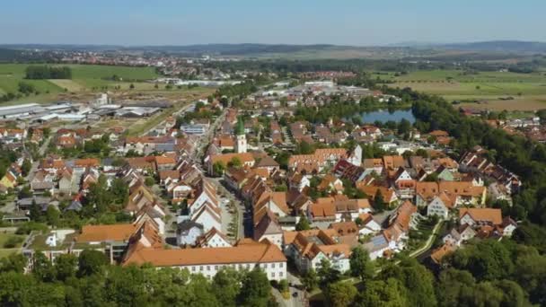 Vista Aérea Cidade Hueffingen Alemanha Floresta Negra Dia Ensolarado Verão — Vídeo de Stock