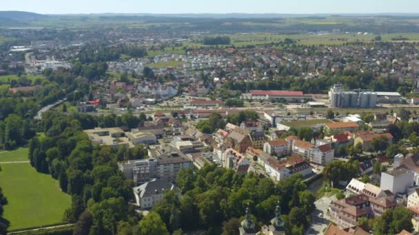 Letecký Pohled Město Donaueschingen Německu Černém Lese Slunečného Dne Létě — Stock video