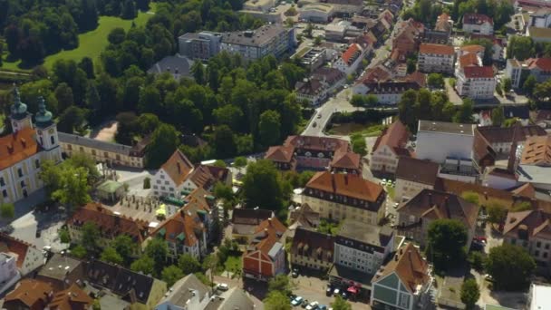 Αεροφωτογραφία Της Πόλης Donaueschingen Στη Γερμανία Στο Μαύρο Δάσος Μια — Αρχείο Βίντεο