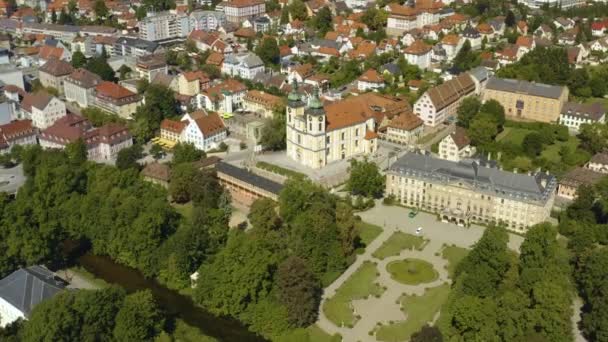 Vista Aérea Cidade Donaueschingen Alemanha Floresta Negra Dia Ensolarado Verão — Vídeo de Stock
