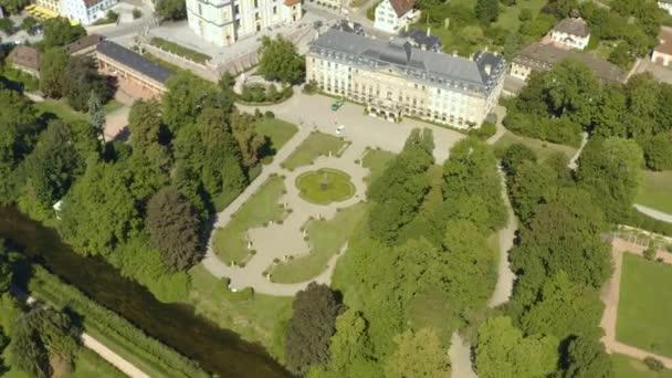 Αεροφωτογραφία Της Πόλης Donaueschingen Στη Γερμανία Στο Μαύρο Δάσος Μια — Αρχείο Βίντεο