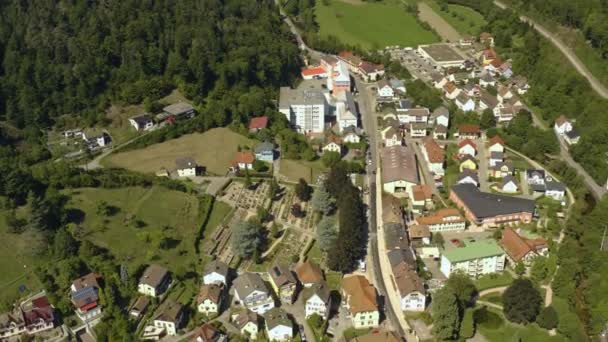 Widok Powietrza Miasto Hornberg Niemczech Czarnym Lesie Słoneczny Dzień Lecie — Wideo stockowe