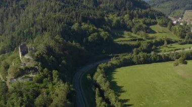 Schenkenburg kalesinin Almanya 'daki Schenkenzell yakınlarındaki hava manzarası