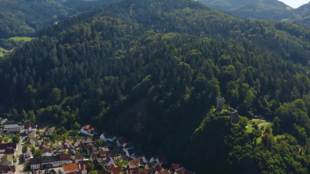 Vue Aérienne Ville Hausach Kinzigtal Allemagne Dans Forêt Noire Par — Video