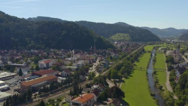 Veduta Aerea Della Città Hausach Kinzigtal Germania Nella Foresta Nera — Video Stock