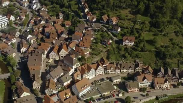 Aerial View City Schiltach Germany Black Forest Sunny Afternoon Summer — Stock Video