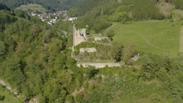 Schenkenburg Kalesinin Almanya Daki Schenkenzell Yakınlarındaki Hava Manzarası — Stok video