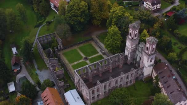 Повітряний Вид Навколо Чорного Лісу Монастиря Руйнує Фрауенальб Німеччині Сонячний — стокове відео