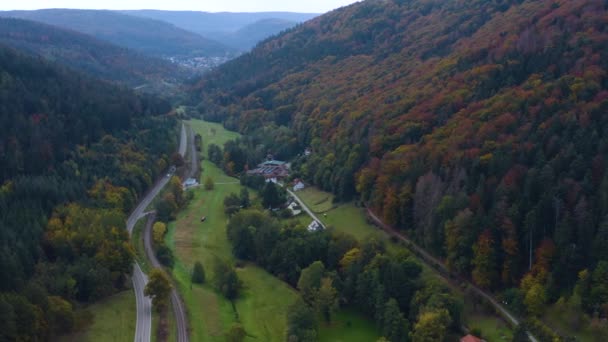 Vue Aérienne Autour Forêt Noire Des Ruines Monastère Frauenalb Allemagne — Video