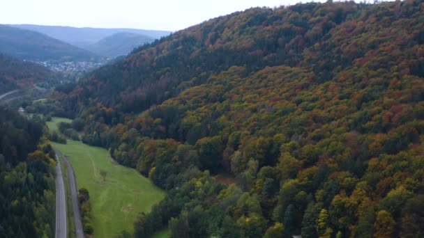 Luftaufnahme Rund Den Schwarzwald Und Die Stiftsruine Frauenalb Einem Sonnigen — Stockvideo