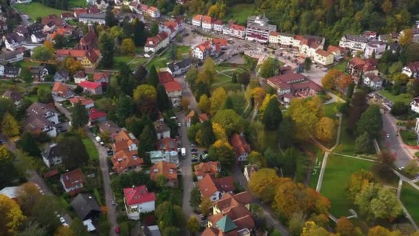 Vue Aérienne Ville Bad Herrenalb Allemagne Par Une Journée Ensoleillée — Video