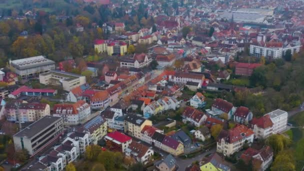 Vista Aérea Alrededor Ciudad Emmendingen Día Nublado Otoño Alemania — Vídeo de stock